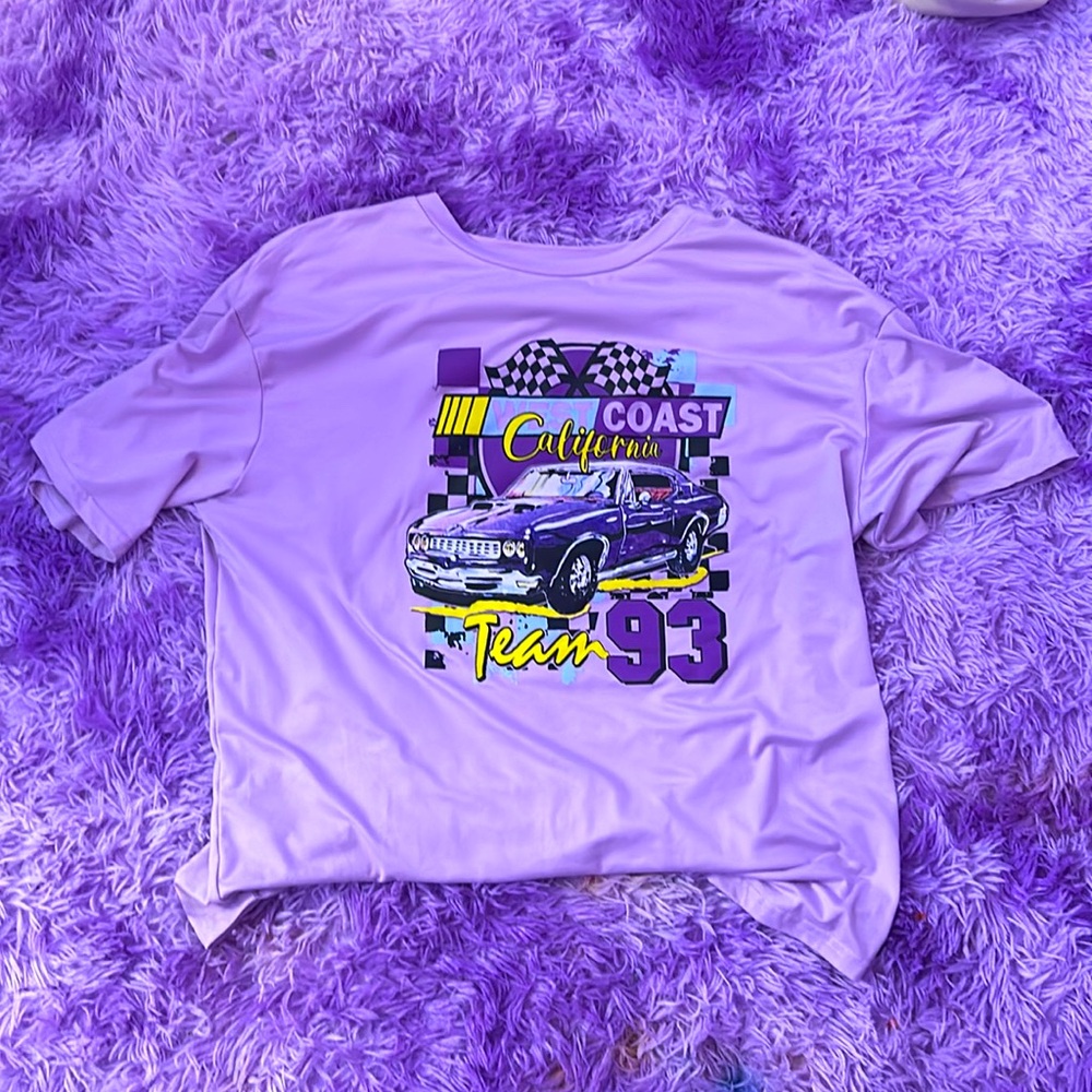 Purple car T shirt. Very soft.